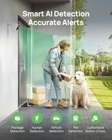 Anona Aurora 4K Solar Security Cameras Wireless Outdoor, Forever Power with Solar Panel, 8MP Color Night Vision, 24/7 AOV Recording, No Monthly Fees, AI Detection, Easy Setup, 2.4 G WiFi, IP67, 4 Pack - Image 7