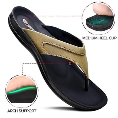AEROTHOTIC Comfortable Arch Support Flat Sandals for Women Comfy Toe Post with Cute Soft Padded Straps Casual Fashion Vacation Essentials Dressy Shower Sandals (Terrene Khaki, Size 8) - Image 4