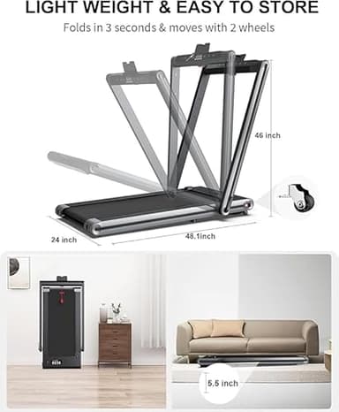 Walking Mat Treadmills Portable for Home & Office LED Display, 265 LB Capacity, Space-Saving Compact Walking Jogging Running Machine with Remote Control - Image 7