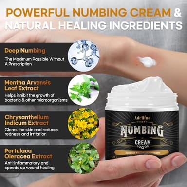 Numbing Cream Maximum Strength: 6 Hours Painless Numbing Cream for Piercing Waxing Injections Microblading Hemorrhoid 50g/1.7oz - Image 4