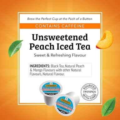 Twinings Brew Over Ice Unsweetened Peach Black Iced Tea 72 K-Cup Pods for Keurig, 12 Count (Pack of 6), Caffeinated - Image 2