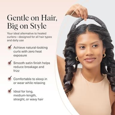 Kitsch Holiday Gift Silk Heatless Hair Curler | Heatless Curling Rod Headband | Satin Heatless Curling Set for Hair | Perfect Heatless Curls (Charcoal - Image 4