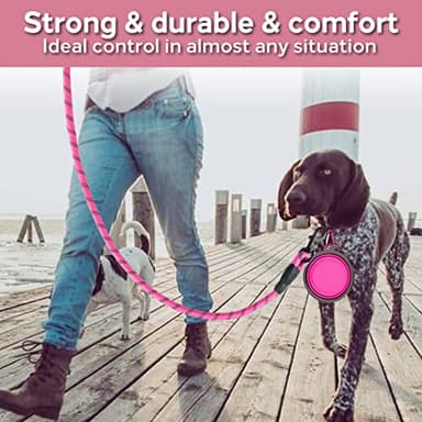 COOYOO 2 Pack Dog Leash 6 FT Heavy Duty - Comfortable Padded Handle - Reflective Dog Leash for Medium Large Dogs with Collapsible Pet Bowl Set 1-Black+Pink - Image 3