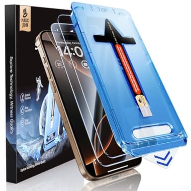 MAGIC JOHN 2 Pack for iPhone 16 Pro [6.3 inch] Tempered Glass Screen Protector, HD Clear, Bubble Free, Easy Installation, Auto Dust-Elimination, 16Pro 6.3'' - Image 1