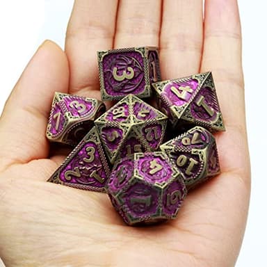 Haxtec Metal Dice Set Purple Black Dragon Pattern Metal DND Dice with Leather Dice Bag Polyhedral D&D Dice Compatible with Dungeons and Dragons TTRPG Gifts - Image 7