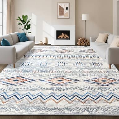 Snoffic Area Rug Living Room Rugs Large Soft Boho Farmhouse Indoor Floor Rug (Blue, 6'x9') - Image 8