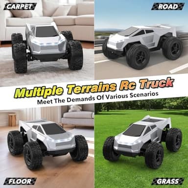 Hepoasky 1:18 Scale Remote Control Car Truck, 2.4GHz All-Terrain RC Car Toy with LED Lights, Boy Toys Monster RC Trucks Birthday Gifts for 4 5 6 7 8 9 10 Year Old Boys Age 4-6 6-8 8-12 - Image 2