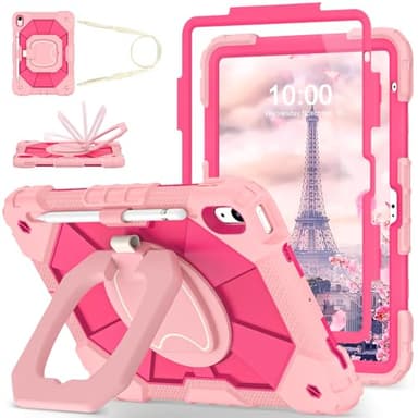 WESOROL Case for iPad (A16) 11th Generation 11 Inch (2025) iPad 10th Generation 10.9 Inch (2022),Full-Body Drop Protection i Pad Case 10th Gen with Rotating Stand Screen Protector Pencil Holder,Rose - Image 1