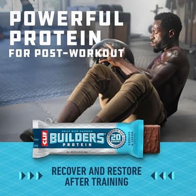 CLIF BUILDERS Protein Bars - Cookies 'n Cream Flavor - 20g Plant Based Protein - Gluten Free - Non-GMO - Low Glycemic - No Artificial Sweeteners - 2.4 oz. (12 Pack) - Image 6