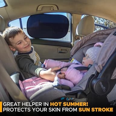 EcoNour Car Window Shades for Baby (4 Pack) | Protects Baby from Window Sun & Heat | Sun Shade Side Windows for Kids | Automotive Sun Protection from UV | Child Safety Accessories | Medium - 20"x12" - Image 2