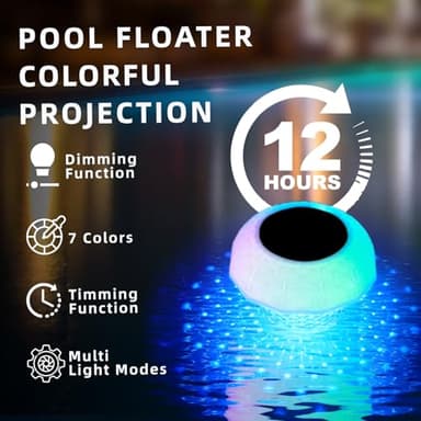 ACALEPH Pool Chlorine Floater for Chlorine Tablet 1&3 inch with Colorful Light,2025 Upgrade Automatic Durable Solar Pool Floating Light for Pools,Hot Tubs,for Water Cleaning 2 Pcs - Image 2
