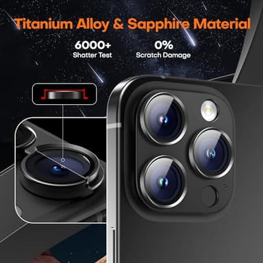 Wumigoo Camera Lens Protector for iPhone 16 Pro Max/16 Pro/iPhone 15 Pro Max/15 Pro/iPhone 14 Pro Max/14 Pro, Aluminum Alloy Sapphire Glass Camera Screen Cover, Case Friendly- Black Titanium - Image 5
