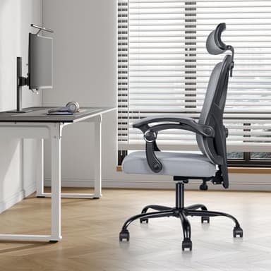 Ergonomic Office Chair: Office Computer Desk Chair with High Back Mesh and Adjustable Lumbar Support Rolling Work Swivel Task Chairs with Wheel 3D Armrests and Headrest - Image 2
