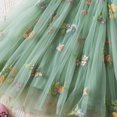 NNJXD Baby Girl Flower Embroidery Tulle Dress Butterfly Toddler Birthday Party Dresses 2109 Green Size(90) 12-24 Months - Image 5