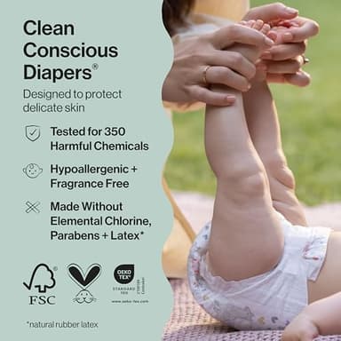The Honest Company Clean Conscious Diapers for Delicate Skin | Up to 100% Leakproof | Hypoallergenic, Fragrance Free | Summer '25 Limited Edition Prints | Club Box, Size 2 (12-18 lbs), 72 Count - Image 3