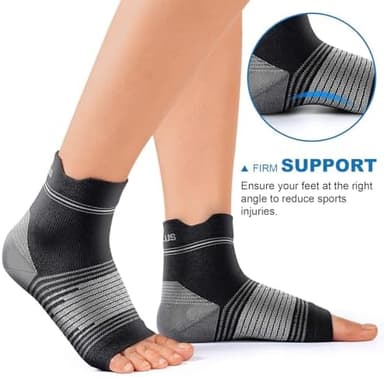 Plantar Fasciitis Sock (6 Pairs) for Men and Women, Compression Foot Sleeves with Arch and Ankle Support (Black, Large - Image 5