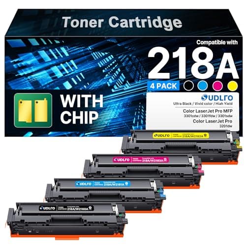 218A Toner (with Chip) Compatible for HP 218A Toner Cartridges 4 Pack - 218X Toner Work for HP Color Laserjet Pro MFP 3301fdw Toner 3301cdw 3201dw 3301sdw Printer Ink, W2180A 218A Toner - Image 1
