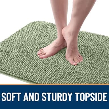 OLANLY Dog Door Mat for Muddy Paws 70x24, Absorbs Moisture and Dirt, Absorbent Non-Slip Washable Doormat, Quick Dry Chenille Mud Mat for Dogs, Entry Indoor Entryway Carpet for Inside Floor, Sage Green - Image 5