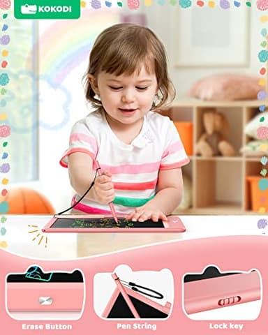 KOKODI LCD Writing Tablet,Gifts for 3 Years Old Boys and Girls,10 Inch Colorful Doodle Board Drawing Tablet, Erasable Reusable Electronic Drawing Pads, Educational and Learning Toy for Kids - Image 3