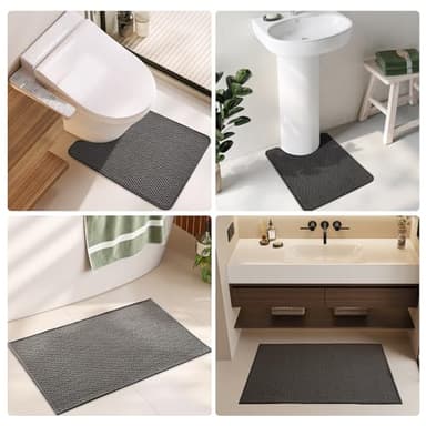 Bathroom Rugs Non Slip Washable, Super Absorbent Thin Bath Mat Quick Dry Low Pile Bathroom Rug, Grey 24"x47" - Image 9