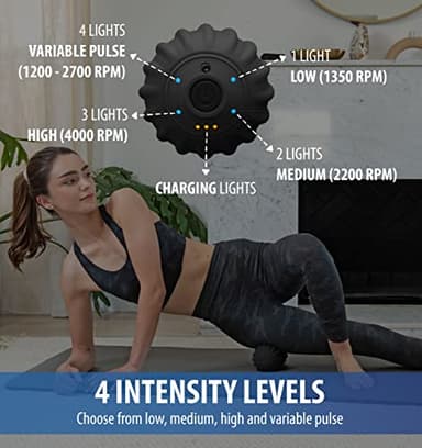 Zyllion Vibrating Peanut Massage Ball with 4 Modes - Cordless Rechargeable Electric Deep Tissue Massager Roller for Muscle Pain Relief, Black, ZMA-30 - Image 5