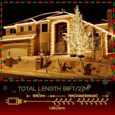 Cluster Lights Christmas 800 Led Fairy Lights 88FT Twinkle Lights with Remote 8 Modes String Lights Timer Plug in Firecracker Fairy Lights for Bedroom Outdoor Valentines Day Decorations,Warm White - Image 5