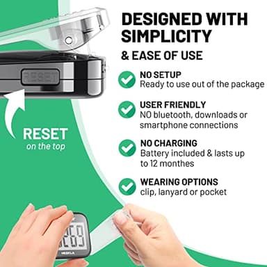 NESKLA 3D Pedometer for Walking, Simple Step Counter with Large Digital Display, Step Tracker with Removable Clip Lanyard, Accurately Track Steps for Men Women Kids Adults Seniors - Image 3