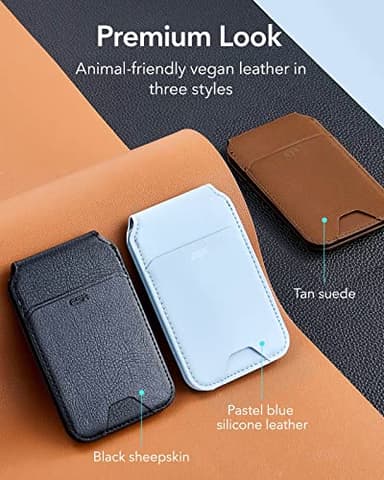 ESR Magnetic Wallet, Compatible with MagSafe Wallet with Adjustable Stand, for iPhone 17/16/15/14/13/12 Series, Not for iPhone 13/12 mini, 3 Card Holder, Vegan Leather, Blue - Image 8