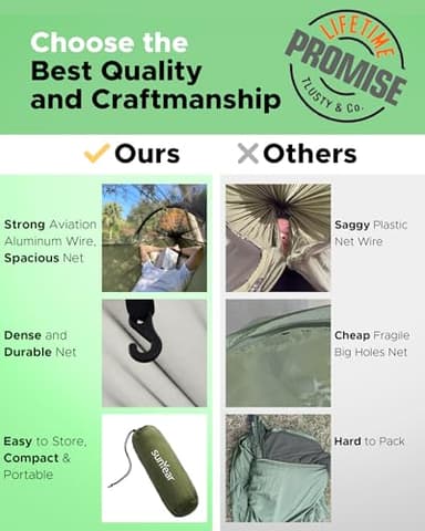 Sunyear Camping Hammock with Net - Double&Single Hammock with House-Like Net- Easy Setup & Pack, Lightweight & Portable, Perfect for Hiking, Backpacking, Outdoor Sleeping - Image 2