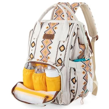 Wrangler Diaper Bag Backpack Aztec Travel Backpack Purses Western Multi-Function Baby Bags for Mom with Waterproof Insulated Pockets - Image 7
