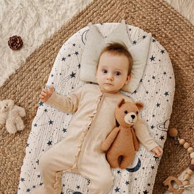 Gllquen Baby Muslin Bassinet Sheets 3 Pack, Breathable Elastic Cozy Fitted Cotton Bassinet Mattress Sheet for Baby Boy Girls, Fit for Hourglass Oval Rectangular Cradle Pad Sheets 33"x17" (Blue - Image 4