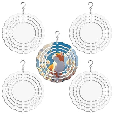 5 Pack 3 inch Sublimation Wind Spinners Blanks Wind Spinner Sublimation Blank Bulk 3D Aluminum Metal Wind Spinners for Yard and Garden Indoor Outdoor Window Porch Front Door Decoration Round - Image 1