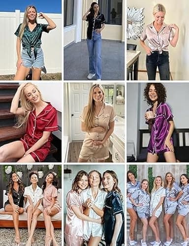 Ekouaer Pajamas Set Womens Silk Soft Sleepwear Satin Short Sleeve Button Up Top and Shorts Nightwear 2 Piece Pjs Set,Floral Light Green,Large - Image 4