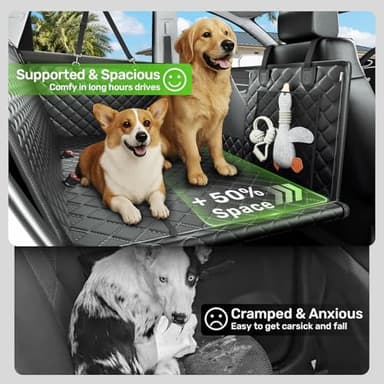 Zanch 2025 Upgraded Dog Car Seat Cover, 400 lbs Heavy Duty Hard Bottom, Waterproof & Anti-Scratch Back Seat Protector, Nonslip Pet Hammock Extender for Cars, SUV, Trucks, Standard-Orange - Image 2