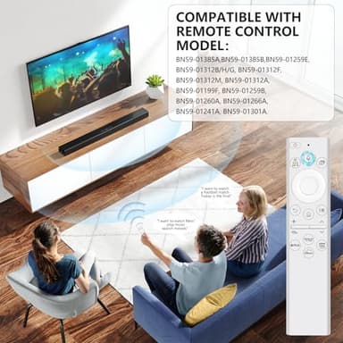 BN59-01391A Solar Voice Remote Replacement for Samsung Frame TV Remote with Bluetooth Rechargeable Solar Cell, for Samsung 2021-2023 Smart TVs Ultra HD 4K 8K Neo QLED UHD, 4 Shortcut Buttons, White - Image 3