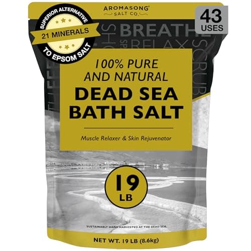 Aromasong Dead Sea Salt - Spa Bath Salt - 19 Lbs Fine Grain Bulk - 100% Pure - Better Absorbing Than Epsom Salt - Soak for Women & Men for Skin Issues and to Relax Tired Muscles - Resealable Pack. - Image 1