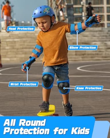 Kids Bike Helmet Set, Adjustable Helmet for Ages 3-10 Year Boys Girls, Pad Set with Knee and Elbow Pads for Bike, Roller, Skating, Scooter, Longboard and More Sports - Image 5