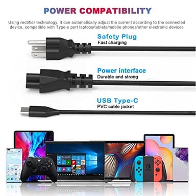Universal 45W Type C USB C Chromebook Charger Laptop Compatible with HP 14 14A 11 11A G9 6 7 8 EE X360 14-ca051wm 14-ca052wm,Compatible with Lenovo Acer Samsung Google Asus Dell Power Cord Adapter - Image 4