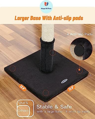 Happi N Pets 22" Cat Scratching Posts for Indoor Cats, Carpet Cat Scratch Post, Sisal Cat Scratcher, Cat Post with Rotatable Hanging Balls & Stable Base, Cat Scratchers for Kittens-Smoky Gray - Image 6