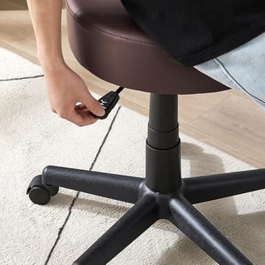 VECELO Armless Chair Rolling Stool with Backrest for Garage Shop Workbench Salon, Massage, Tattoo and Kitchen, with Wheels, Height Adjustable, Swivel, Coffee Brown - Image 6