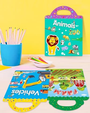 Walenced Reusable Sticker Book for Toddlers 2-4 Years, Stickers for Kids, Toddler Sticker Book Ages 1-3, Toddler Craft Activities, Toddlers Travel Toys Ages 2+ Boy Girl Birthday Gifts - Image 2