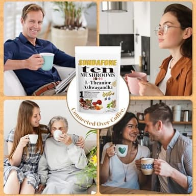 SUNDAFONE Mushroom Coffee with L-Theanine, Ashwagandha,Lion's Mane, Reishi and 10 Adaptogenic Mushrooms; Super Instant Cold Brew Protein Iced Coffee Blend; 0g of Sugar, Low Caffeine, 30 Servings - Image 7