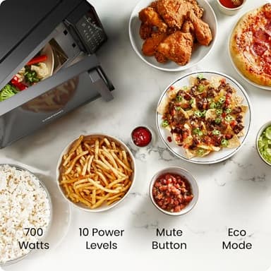 Chefman Countertop Microwave Oven 0.7 Cu. Ft., 700 Watts with 10 Power Levels, 6 Cooking Presets with One-Touch Express Cook, Eco Mode, Child Safety Lock, & Mute Button - Black - Image 2