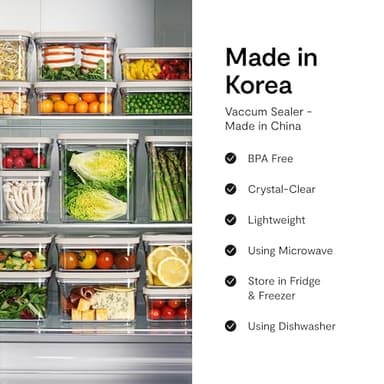 VAKUEN Premium Airtight Food Storage Container. Special Edition Mercury Color 8P/Set. 7pcs Container and Vacuum Sealer. Patented Double Silicone Lining, 100% Leak Proof, BPA-FREE - Image 3