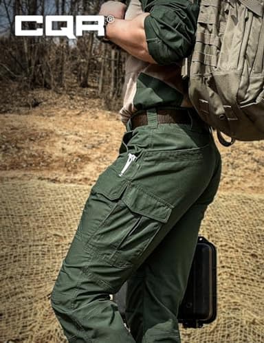 CQR Men's Tactical Pants, Water Resistant Ripstop Cargo Pants, Lightweight EDC Work Hiking Pants, Outdoor Apparel, Raider Mag Pocket Green Kelp, 34W x 34L - Image 3