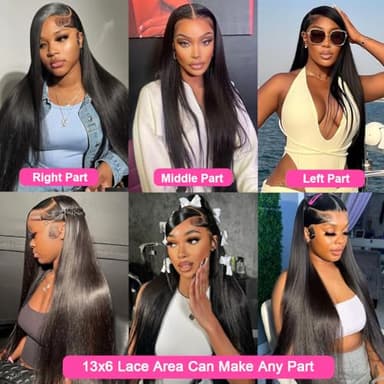 AUOU 13x6 Lace Front Wigs Human Hair Pre Plucked 34 Inch Straight HD Lace Front Wigs Human Hair 200 Density 13x6 Frontal Wigs Human Hair with Baby Hair Straight Glueless Wigs Human Hair for Women - Image 6