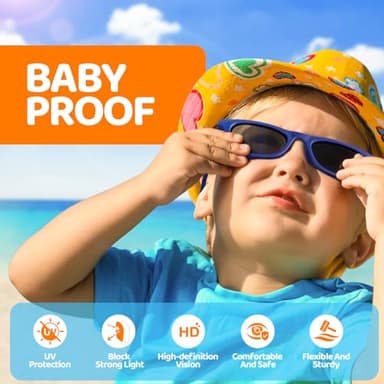 RIVBOS Baby Sunglasses Boys&Girls with Strap UV400 Polarized Flexible for Toddler,Infant and Newborn(0-24month) Black&Grey Lens RBK0231 - Image 4
