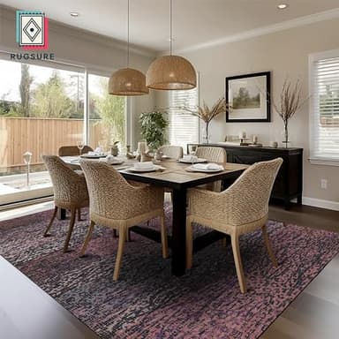 RUGSURE Washable Area Rug - 1/6 Thick - Stain & Water Resistant Non-Slip - Resistant Rug for Living Room, Bedroom, Nursery, Pet & Child Friendly, Vintage Charm Area Rugs (Burgundy, 9' x 12') - Image 4