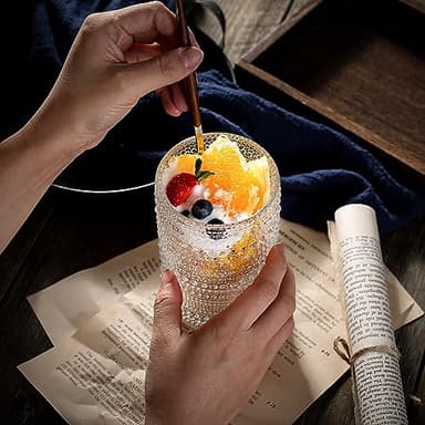 Consou Large Glasses Set of 6, 15 oz Hobnail Glassware Thick Glass Heavy Base - Image 4