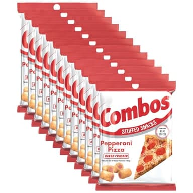 COMBOS Cheese Snacks - Pepperoni Pizza Pretzel Baked Snack Packs, Cheese Crackers Snacks, 6.3-Ounce Bag Bulk Box (Pack of 12) - Image 1